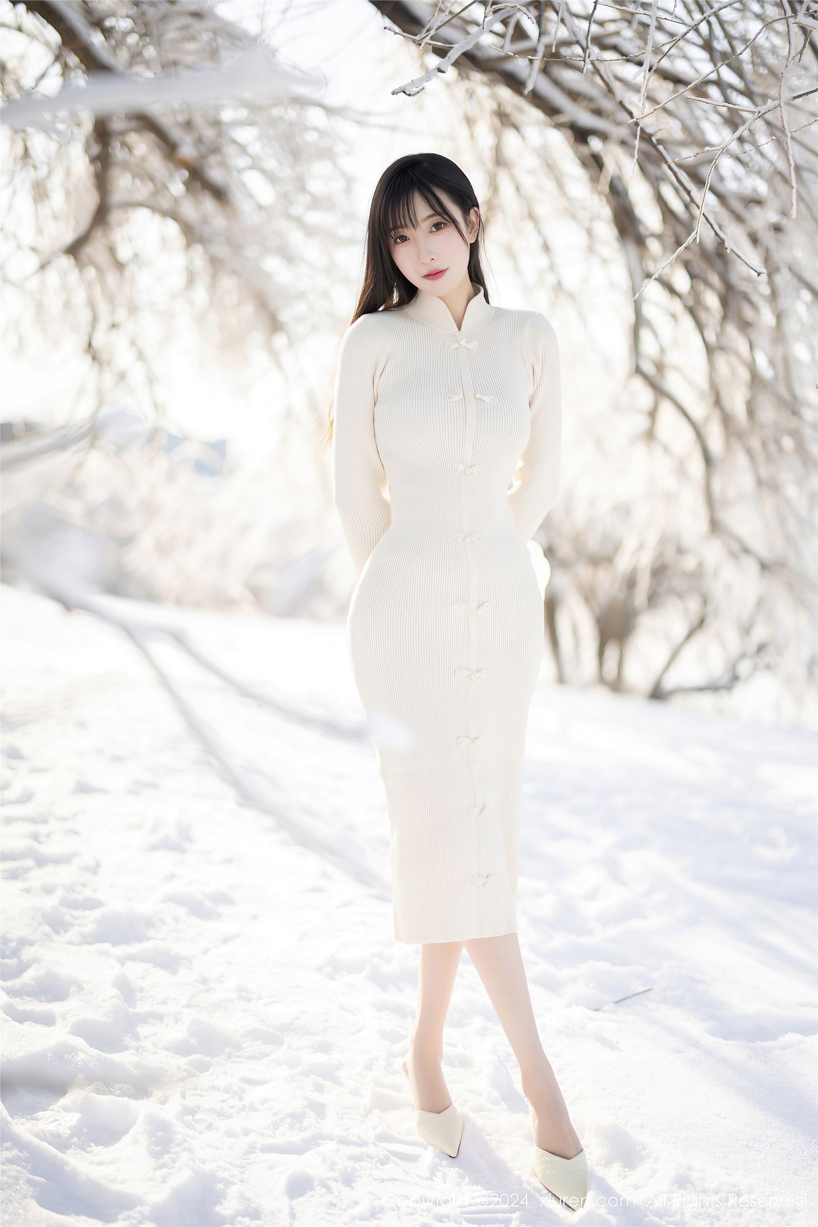 Winter white dress elegant outfit
